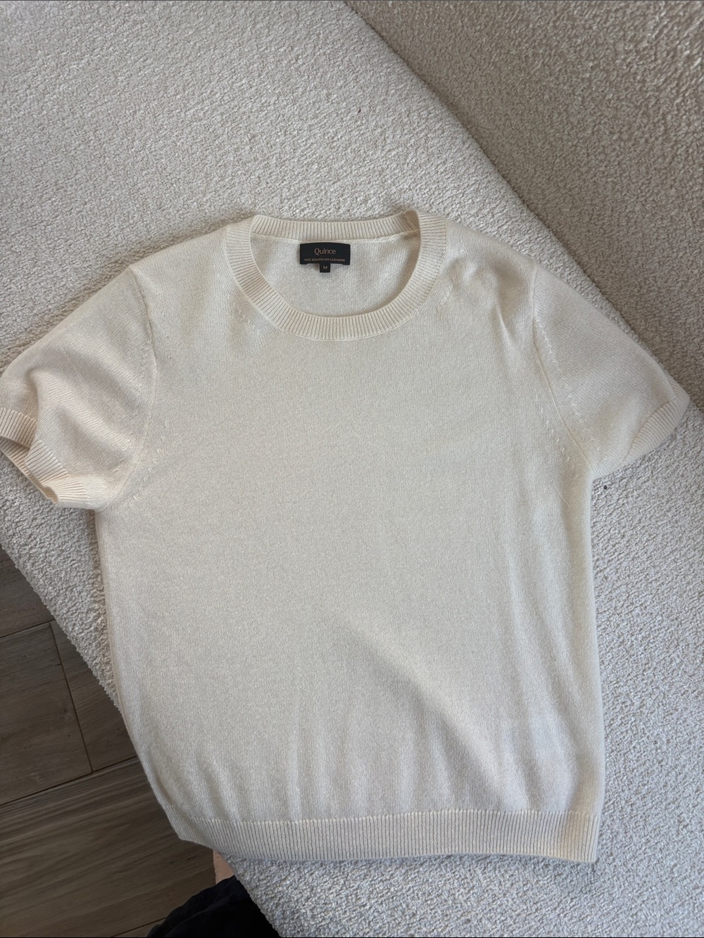 Quince Women's Crewneck Short-Sleeve Sweater in Cream